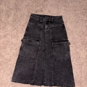 Sincerely Jules Charcoal Denim Midi Skirt